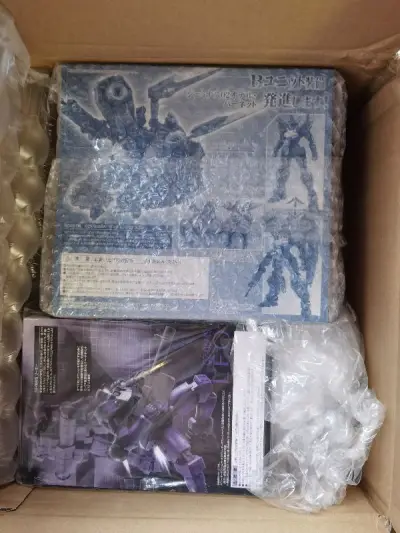 这次是用竹蜻蜓发货的第五单，收货后依旧是用泡泡纸包裹地八角尖尖。
这次到货的是robot魂系列的双子座二号机和里奥飞行装备，都属于捡漏的宝贝?
希望挖煤姬能够经常推出一些活动?