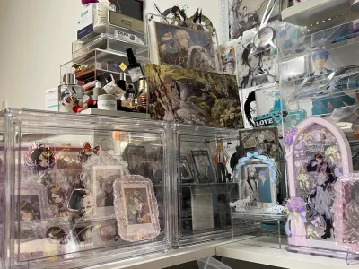 收到了好多纸片子，因为pld只能海运所以没走航空件，但还是挺快的一个月不到就收到了，真的太美了，喜欢吃我推复数一下子拍了30来张哈哈哈，收纳册塞的满满的超级幸福，立牌墙也渐渐满了～感谢挖煤姬～