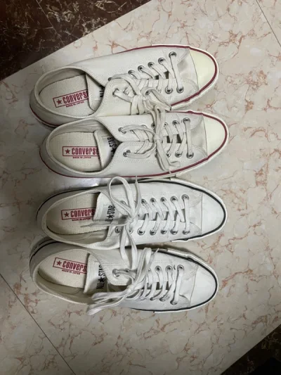 日产匡威all star米白色，国内不多，代购挺贵的，挖煤姬的二手成色比较新也比较便宜，国内1970的价格入日产还是很值。