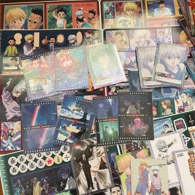 发出后一周左右到 还是蛮快的 切到了很多喜欢的卡片 呜呜老版猎人就是最好看的 大部分都保存的很好 贴纸的质感居然也很不错 有层压卡的感觉 skipbeat的扑克也切到全新的～之后有好价还会切的