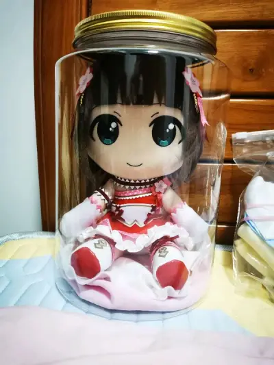 蹲了很久的阿姨gift，这次终于带回家了，和阁下刚好放在一起，现已嵌入gift罐子墙中。考虑到鞋子是皮质的，在罐子底下特地垫了两张手帕，看起来效果意外的还不错，之后可能还考虑再放一点吧唧或者丝带进去装饰一下。不得不说竹蜻蜓对于玩偶真的是完美选择