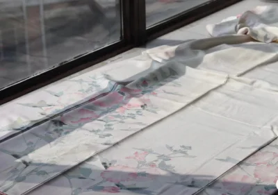 这次到了一件非常喜欢的蜀葵手绘正绢，虽然价格有点贵，但是真的很漂亮，拿到立马用相机拍了一顿！
还有一件手绘素描小纹正绢也很可爱！