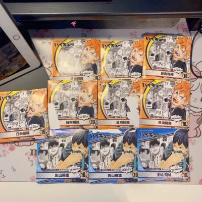 大概十天左右安全收到包裹，开箱时间最开心 ！！没舍得全部拆开，先拆了四个 ！！拆到第二个就拆到了影山皇冠，梦情吧唧啊 ！！今天简直不要太好运 ！ 