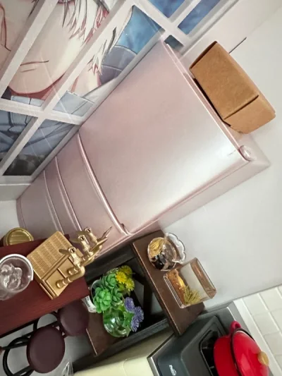 因为等不及rm新品的白色冰箱，就迫不及待买了一个粉色的~容量很大可以放好多东西！
第一次在骏河屋下单，之前一直说垃圾屋送的东西不符合，完全没有！包装也特别好！