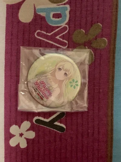 终于收到一直以来想收的千圣特典吧唧了，非常美丽，很好。虽然立牌是煤炉买的但应该没拆过，是全新的非常好，希望之后能收到这个特典