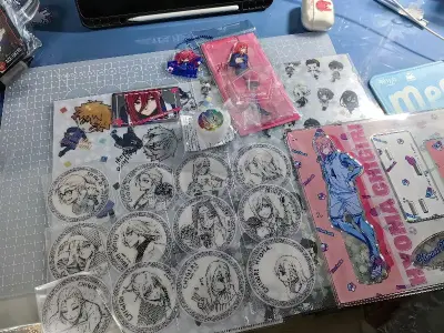 是一次非常优秀的购物体验，下次别被税就好了。
切到了一些国内很少见到或者价格很h的谷子，煤炉真是适合淘好价。
还切了一个极狐剧场版的限定ID扣，打算下次把代扣买了。