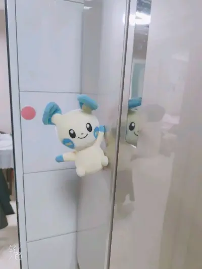 宝可梦毛绒负电拍拍手上有磁铁可以吸附在任何铁件上，比如冰箱上面我把它放在上面拍了一个美美的照片，感谢挖煤姬让我收到了想要的负电拍拍