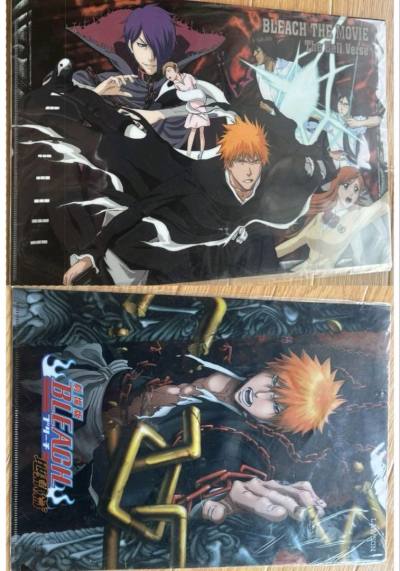 BLEACH 动画电影 地狱篇的A4透明文件夹2件套，
动画风格的设计非常吸引人。还有一张精美的海报。
