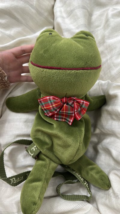 毛绒质感软乎乎的，复古格纹领结和细节设计满满情怀。背出去超吸睛，既是背包又是可爱摆件，复古爱好者狂喜，收藏和实用价值拉满，淘到它真的太幸运啦～