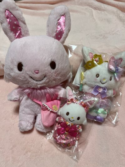 分享一下在挖煤姬上买的许愿兔毛绒摆件，每一个都很精致，完全符合我的预期。
最大的那只粉色兔子是我一直想要的，胸前挂着一个小包包，特别可爱。花意系列的许愿兔也是意料之中的精致。
我对这次购物体验很满意，挖煤姬的物流选择很灵活，不同需求对应不同选择，整个购物过程都很顺畅...