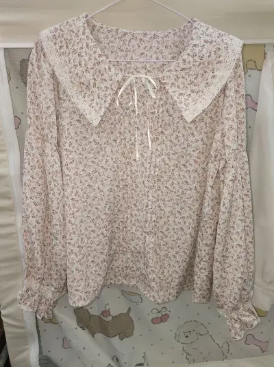 第一件碎花衬衫，带着蕾丝大翻领和系带设计，很有vintage感，这种在国内很难找到同款的小众款，在挖煤姬能轻松搜到日本煤炉或中古店的货源，而且平台的入库拍照服务会把领口蕾丝、碎花细节都拍得清清楚楚，不用担心收到货和图片不符。第二件刺绣款的学院风衬衫，领口的黑玫瑰刺绣...