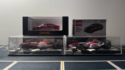 非常快的到了第二弹车模，分别是京商的丰田F1，多美卡皇冠特注，还有carnel的14代皇冠，整体盒况都非常nice