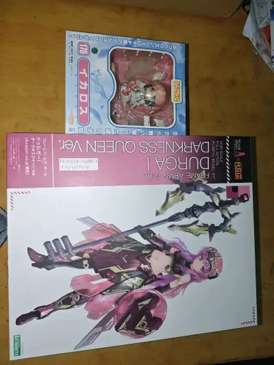 这次呢，又从挖煤姬在日拍上买了寿屋的杜尔迦暗黑女王和天降之物的粘土人，这两盒都是好价入手。这次箱子的也是加了填充物，中通快递也是很给力，箱子依旧八角尖尖，竹蜻蜓速度也很快。挖煤姬当属海淘的好去处