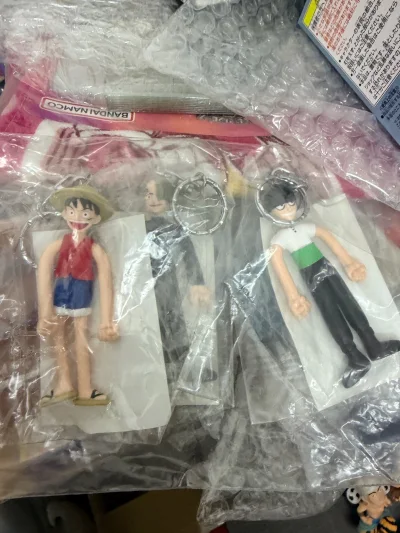 这次买了一些小食玩，和一个隐藏大蛋弗兰奇，大将军很霸气，放在哪里都觉得好看，雷神的小食玩也很精致，三个铁线钥匙扣也是老物了