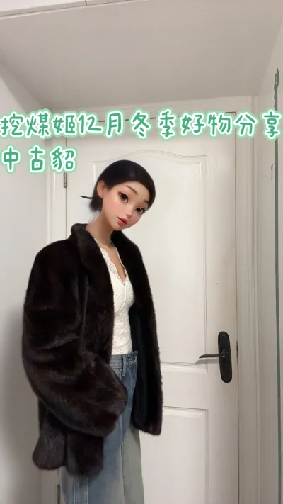这次给大家分享一件我在挖煤姬买到的一件好价鱼骨纹的整皮中古貂，青果领的，软软糯糯的，毛针特别的亮，皮板也软，拥有一件中古貂，暖暖过冬不成问题，冬季好物中古貂必须提名，一键翻译功能让我的切煤体验超棒！#挖煤姬 ##挖煤姬##冬季好物 ##中古貂#