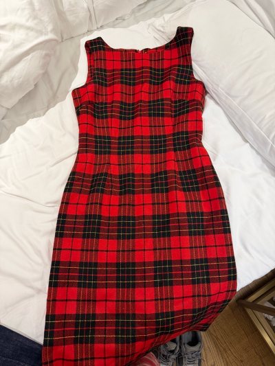 圣诞红格纹小裙子