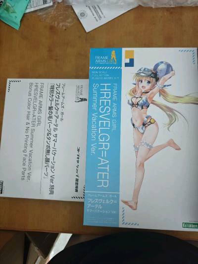 这次呢，又从挖煤姬在日拍上买了寿屋的泳装白大鹫带特典的和杜尔迦带特典，这两盒都是好价入手，国内特典的存货不多了，普遍价格偏高。这次箱子的也是加了填充物，中通快递也是很给力，箱子依旧八角尖尖，竹蜻蜓速度也很快。挖煤姬当属海淘的好去处。