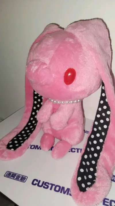 我一直想要一只粉色波点鸡腿汎用兔，所以经常在煤炉上搜寻。有一天我就刷到了这只，马上就切了。挖煤姬就迅速的帮我代购，发货也很顺利。运回国内我选择的是竹蜻蜓，性价比高。