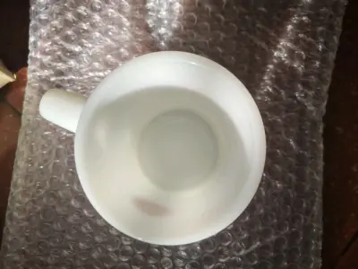 一个咖啡店出的杯子 很好看的杯子 白色的杯子 也可能是骨瓷的杯子，总之就是一个很好看的杯子 一个白色很好看的杯子