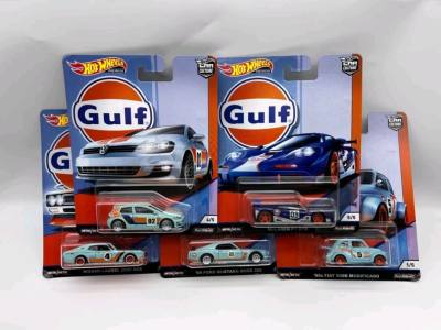 这套风火轮Gulf涂装系列太绝了！蓝橙配色经典又亮眼，从尼桑到迈凯伦的车型还原度超高，金属车身质感在线，细节做工精致，收藏成套超有成就感！