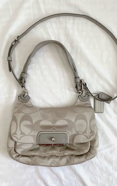 通过挖煤姬入手的银灰色Coach饺子包真的超出预期～ 冷调银灰自带高级感，百搭不挑风格，通勤搭西装、约会配连衣裙都超可。中古成色绝了，几乎没磨损，五金还泛着细腻光泽，包型挺括不软塌，日常手机、口红、粉饼轻松容纳，实用性拉满。

购物过程超顺畅！一键翻译解决日文障碍，...