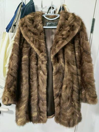 这几件从煤炉或者日拍觅得的貂皮外套，是温润的不同深浅的棕色。皮板出乎意料地柔软，整件衣服可以轻松地挽在臂弯里。毛色流转着自然的光泽，上身轻盈而贴合，只有领口处极细微的使用痕迹，诉说着它的过往。整体品相很好，是一次颇为满意的购入。