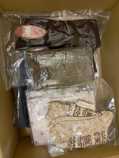 买到了24年的neighborhood的条绒裤，很喜欢后面的拉链设计，真的是好价，虽然是过季款，但也要便宜了，再加上挖煤姬的心意券，简直白菜价，很开心。还有一些连裤袜、长筒袜、短袜，秋冬正是需要各种袜子的季节。日本品牌的袜子在国内专柜卖得很贵，但我买的都很便宜，超值...