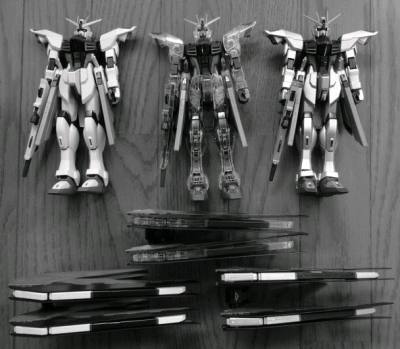 MG自由，虽然是1.0版本，但是不到一个的价格能拿到三个，还是很香，拿回来自己再修一下摆起来，还是挺唬人的。
扭蛋虽然是没盒，但是对于喜欢整端收藏的强迫症来说还是挺舒服的，还是多淘就会有好东西出现！
