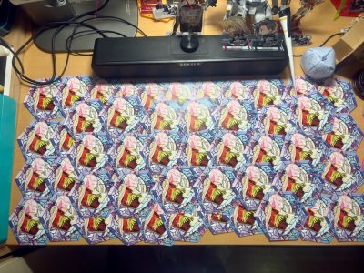 第一次用挖煤姬切大食量set，购买了拍照服务虽然因为数量多没办法全拍到，但是有在努力拍出数量，还帮朋友切到了梦情相卡，拼邮走竹蜻蜓plus十分合适