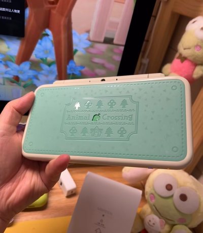 之前收的两台动森限定价格昂贵不舍得拿出来玩，新大二这么脆弱万一裂开我真的会心肌梗死，这次遇到了几乎全新的哈哈哈哈