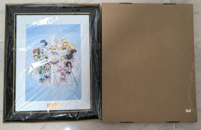 ✨ 这是一幅《美少女战士》官方复制原画，以梦幻的浅蓝星空为背景，集结了月野兔及太阳系全体水手战士，经典的战衣配色与灵动姿态完美还原动画神韵。黑金画框搭配金边卡纸，精致装裱兼具收藏感与装饰性，是情怀与质感兼备的硬核周边。
 这次用了ems+内加固！速度快！安全到达！推...