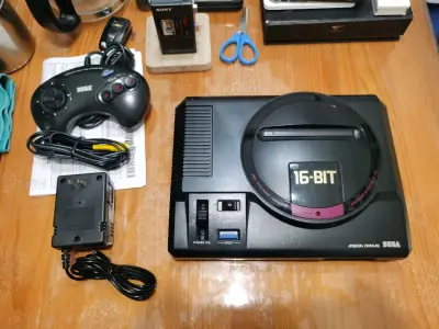 心心念的世嘉MD游戏机漂洋过海来到了我手中，满怀欣喜的小心翼翼打开，又给我了一个大惊喜，几乎全新，外观无瑕疵，新品同样。加上原装大三键手柄和电源，这个寒假可以重温我的童年一会啦。大家猜猜看，会是那个传说中的VA6版本吗？