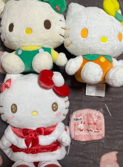 挖煤姬yyds！这几只Hello Kitty也太可爱了吧，冬日红丝绒超精致，黄绿橙配色的崽崽软到犯规，很大只很好rua，三丽鸥女孩直接冲！