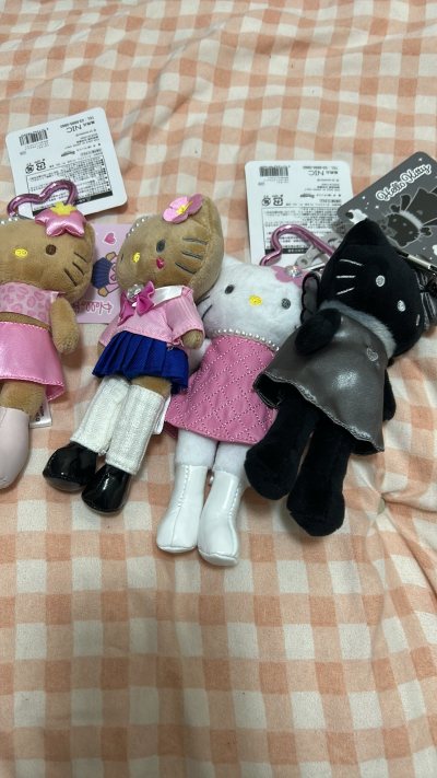 第一次购买hello Kitty 系列的挂件
蹲了很久，终于还是下手购买了自己心心念念的hello Kitty猫挂件。我一眼就相中的黑色，真的特别了。看了一下是真品比国内便宜好多，值得购买推荐。主要是快递挺快的，比海运快太多了