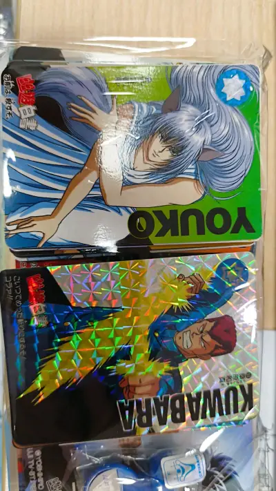 最近买了好多幽游白书周边，都是中古，但是保存的很好，都是非常经典的图案，我认为幽游白书情节非常好，快递也很快


