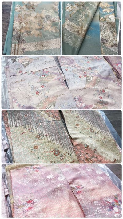 海运等活我了
嘎嘎美丽，可惜现在是阴天，有阳光的时候再补个视频效果。
绿色先自留，别的这周拆开挑下瑕疵后出，拆之后找尖尖烧一下防止不是真丝的情况。
碎碎念：
绿色色差还可以，晚点再展开，描金很精细，渐变也和预览一样很好看。
扇子（左2）的实际颜色很漂亮，很清新的蓝粉...海运等活我了
嘎嘎美丽，可惜现在是阴天，有阳光的时候再补个视频效果。
绿色先自留，别的这周拆开挑下瑕疵后出，拆之后找尖尖烧一下防止不是真丝的情况。
碎碎念：
绿色色差还可以，晚点再展开，描金很精细，渐变也和预览一样很好看。
扇子（左2）的