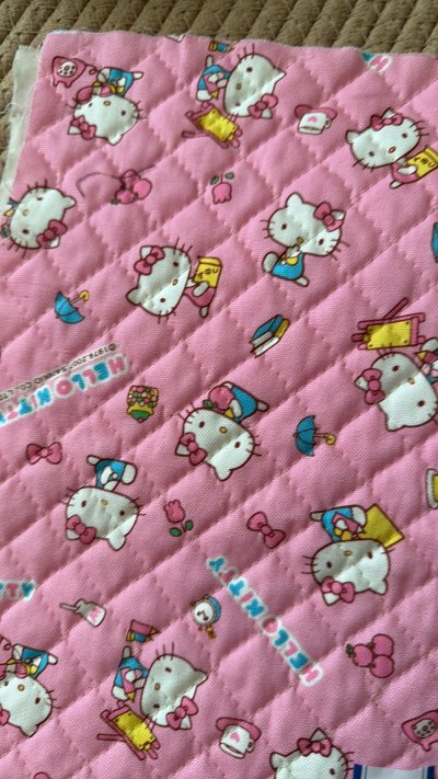 这次的布料就收到了两块但是都是好看的kitty，很喜欢，质感也很好呀，没有损坏以及起毛，特别喜欢呀嘿嘿