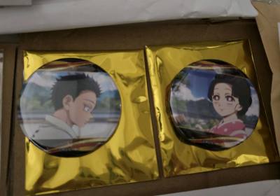 最怕吧唧运输的时候压了，好在拿到手完美无损，吧唧状态特别特别好，表面甚至都没一丝划痕，背面也没锈，还有原袋，yhm好，没坑我。很满意这次切煤！切的是两对，和别人拼了一下，她也很满意嘻嘻。