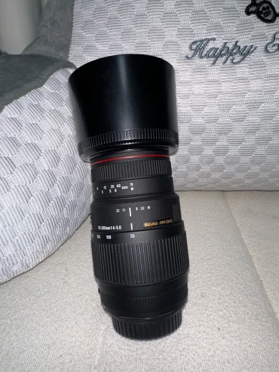 佳能ef卡口的适马70-300长焦镜头，这个镜头橙色非常干净，镜片也没有什么使用痕迹，很新的一样，拿到手就试拍了几张，非常不错