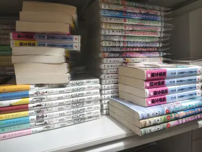 买了好多书，可惜一次只能运50本，400的国际邮费，呜呜呜。好多是初版带腰，不错不错。还有一副俺妹的挂画，可爱捏