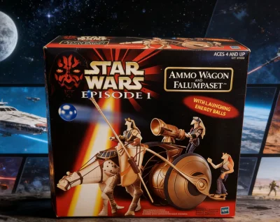 Ammo Wagon &amp;amp; Falumpaset
前传1限定款，法伦帕塞特这只“外星四不像”太有辨识度了！搭配可发射的能量球机关，把玩感拉满，盒子上的红黑配色和达斯·摩尔头像，收藏价值直接翻倍。

✅ Ronto &amp;amp; Jawa
经典OT...Ammo Wagon &amp;amp; Falumpaset 前传1限定款，法伦帕塞特这只“外星四不像”太有辨识度了！搭配可发射的能量球机关，把玩感拉满，盒子上的红黑配色和达斯·摩尔头像，收藏价值直接翻倍。 ✅ Ronto &amp;a