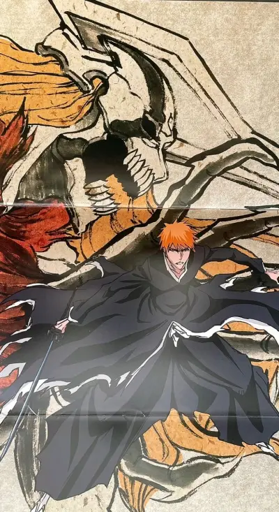 这是《BLEACH 地狱篇》的限定画册，对称骷髅与火焰纹样充满暗黑张力，烫金工艺华丽精致，完美还原了地狱篇诡谲压迫的视觉风格，是死神粉极具收藏价值的周边。
