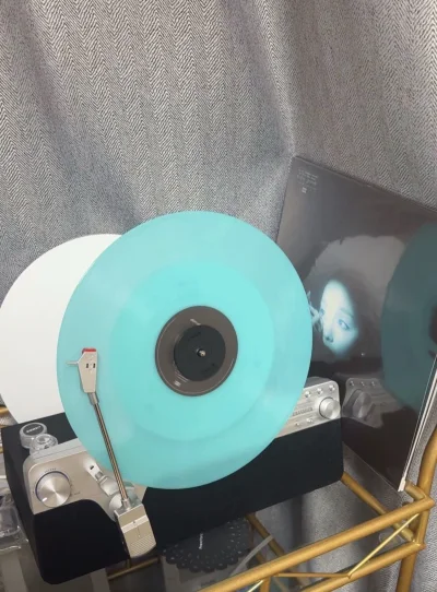 选的海运实际2周多就收到了，包装完好，唱机也无损伤，特别完美?。这台唱机可以全自动播放，非常省心。美丽的彩胶直立起来，漂亮又省空间，音质够用，价格也非常美丽?