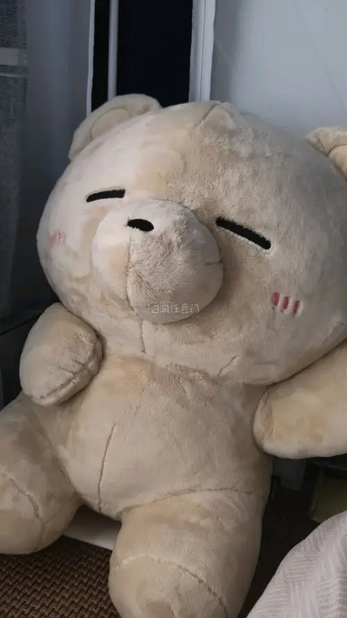 毛绒熊超软乎乎，手感细腻顺滑不掉毛，做工精致没有异味，版型可爱颜值超高，抱着特别治愈，大小也刚刚好，太喜欢啦！