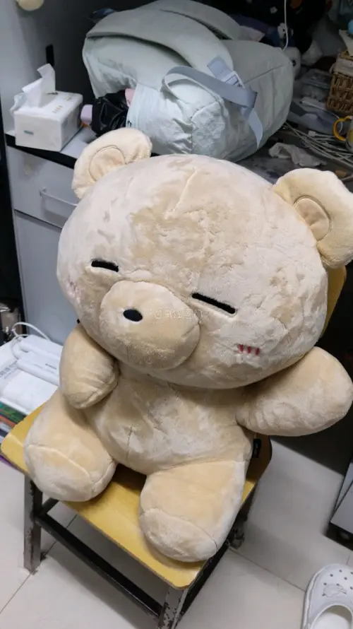 毛绒熊超软乎乎，手感细腻顺滑不掉毛，做工精致没有异味，版型可爱颜值超高，抱着特别治愈，大小也刚刚好，太喜欢啦！