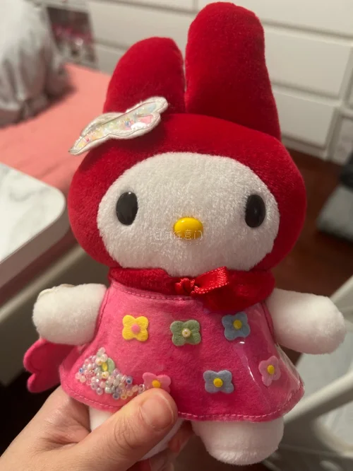 一个快递只发了一只小可爱，美乐蒂的衣服可以穿脱，衣服里面的小珠子还可以滑动，还是非常精致的。加上运费的娃娃也比国内便宜一些，总之满意！