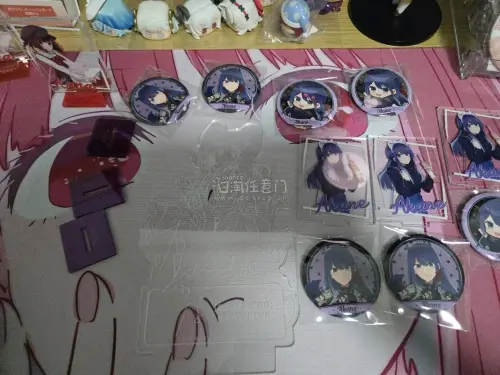 蹲了超久的恶魔玫瑰吧唧+猫耳私服立牌，紫黑系柄图完全长在我的审美上?
全程用挖煤姬切煤，中文搜谷太方便，打包加固超靠谱，漂洋过海一件没损，合单运回省了好多运费
今年吃谷全靠它，回购无数次，这次开箱幸福感直接拉满，本命成套真的太治愈了！