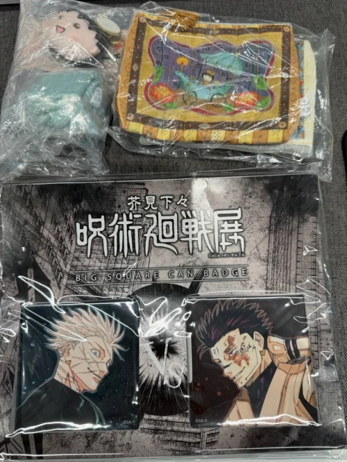 竹蜻蜓清关速度很快，相比其他来说，而且申报也很简单，不需要自己一项一项报，又是我超爱的五条悟，这个方吧唧太帅了，还有我最爱的樱桃小丸子，萌之萌之。kitty也很可爱啊，太好rua了。