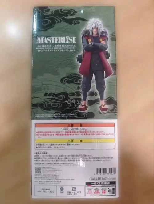 出品：万代 BANDAI SPIRITS 一番赏 MASTERLISE 系列
​。题材：火影忍者疾风传，自来也（仙人模式），配套深作、志麻两大蛤蟆仙人。规格：MASTERLISE大比例景品，成品高度约23cm。定位：一番赏高端写实景品，E赏，整套仅1种造型无替换件