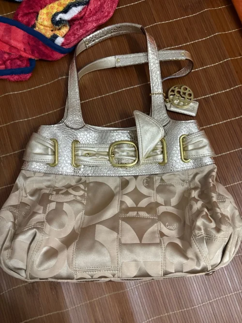 成色超预期的Coach稀有金标托特包